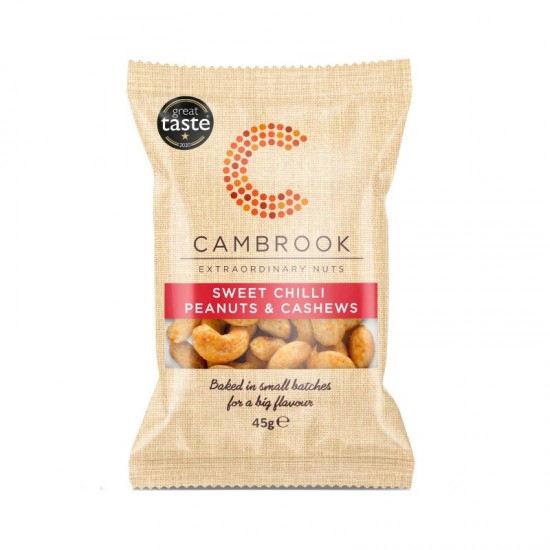 Cambrook Snack Pack Baked Peanuts & Cashews - Sweet Chilli (24x45g)