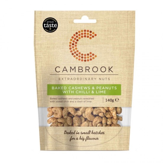 Cambrook Sharing Baked Cashews & Peanuts - Chilli & Lime (10x140g)