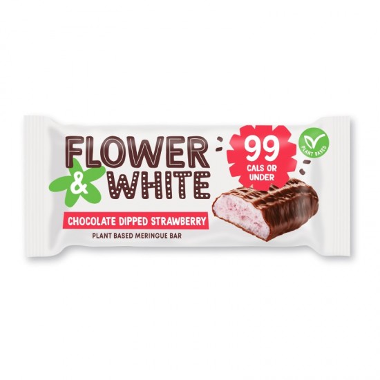 Flower & White Meringue Bar - Vegan Chocolate Dipped Strawberry (12x20g)