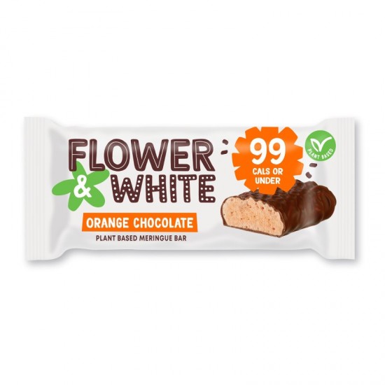 Flower & White Meringue Bar - Vegan Orange Chocolate (12x20g)