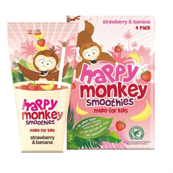 Happy Monkey Multipack Smoothie - Strawberry & Banana (6x4x180ml)