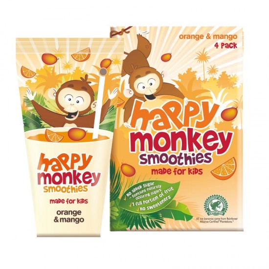 Happy Monkey Multipack Smoothie - Orange & Mango (6x4x180ml)