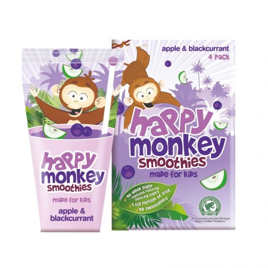 Happy Monkey Multipack Smoothie - Apple & Blackcurrant (6x4x180ml)