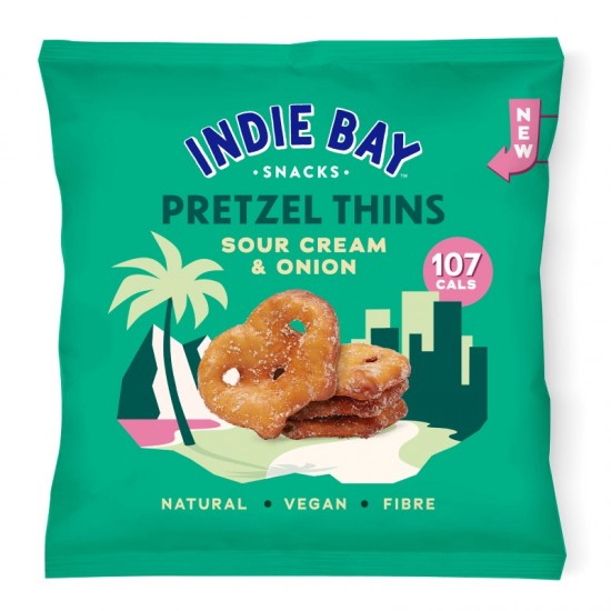 Indie Bay Pretzel Thins - Sour Cream & Onion (10x24g)