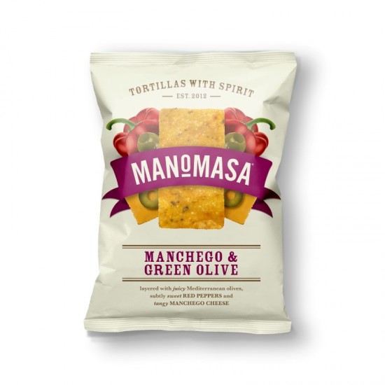 Manomasa Sharing Tortilla Chips - Manchego & Green Olive (12x140g)