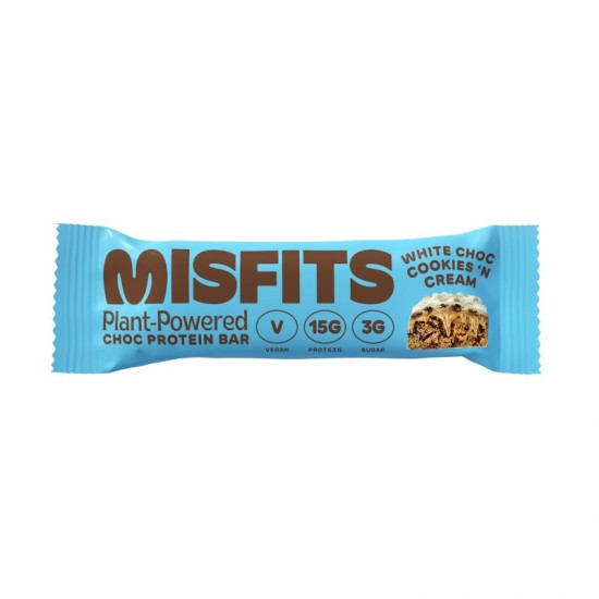 Misfits Vegan Protein Bar - White Chocolate Cookies & Cream (12x45g)