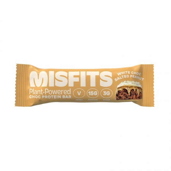 Misfits Vegan Protein Bar - White Chocolate Salted Peanut (12x45g)