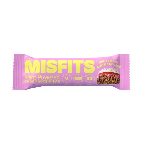 Misfits Vegan Protein Bar - White Chocolate Birthday Cake (12x45g)