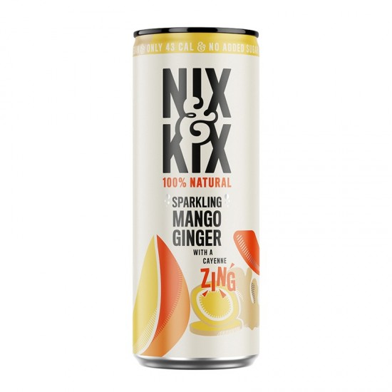 Nix & Kix Lightly Sparkling Drink - Mango & Ginger (24x250ml)