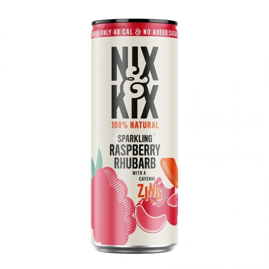 Nix & Kix Lightly Sparkling Drink - Raspberry & Rhubarb (24x250ml)