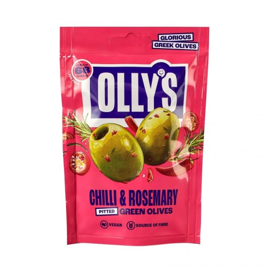 Olly's Green Olives - Chilli & Rosemary (12x50g)