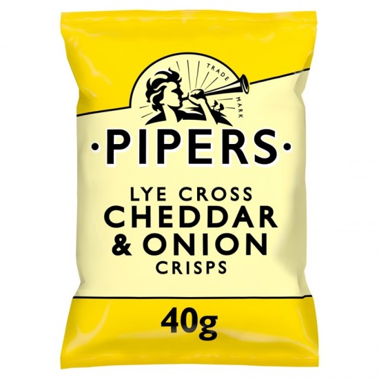 Pipers Potato Crisps - Cheddar & Onion (24x40g)