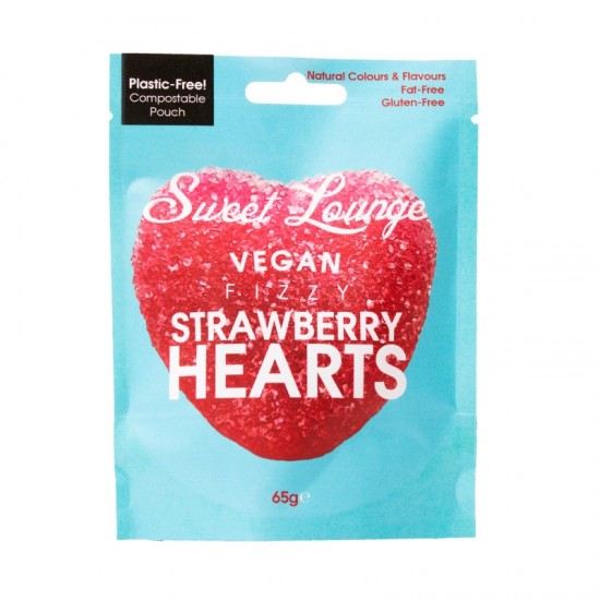 Sweet Lounge Pouch - Fizzy Strawberry Hearts (10x65g)