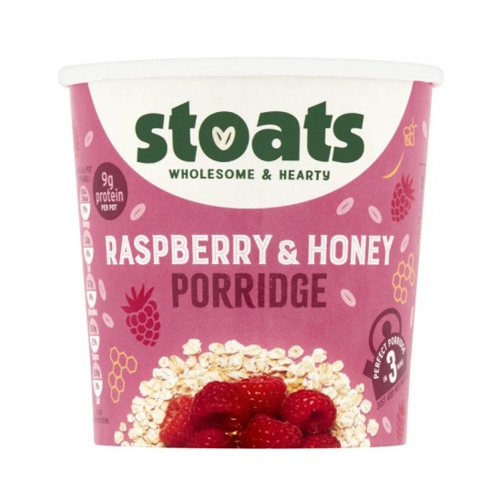 Stoats Porridge Pot - Raspberry & Honey (16x60g)