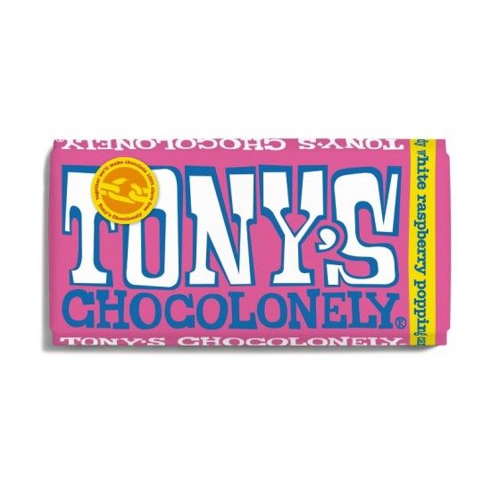 Tony's Chocolonely Bar - White Chocolate Raspberry Popping Candy (15x180g)