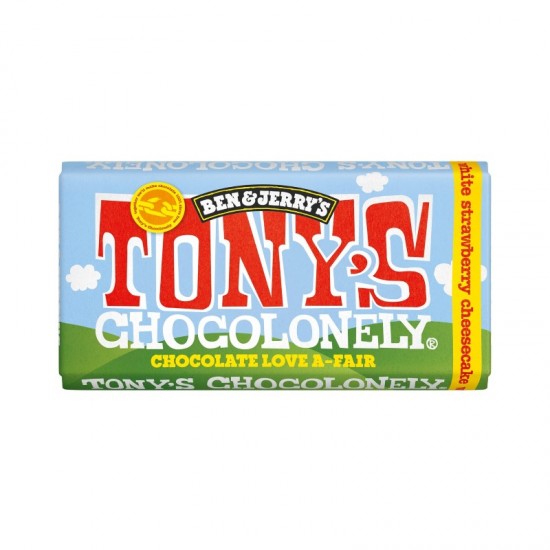 Tony's Chocolonely Ben & Jerrys Bar - White Chocolate Strawberry Cheesecake (15x180g)