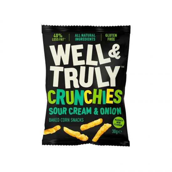 Well & Truly Baked Corn Crunchies - Sour Cream & Onion Sticks (10x30g)